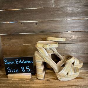 New Womens Sam Edelman Kayna Weave Brown Open Toe Heels Sandals Shoes Size 8.5 M